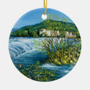 ARNO RIVER IN ROVEZZANO Florence Tuscany Landscape Keramisch Ornament