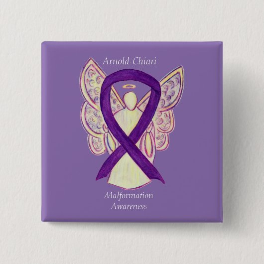 Arnold-Chiari Malformation Awareness Ribbon Pin Vierkante Button 5,1 Cm (Voorkant)