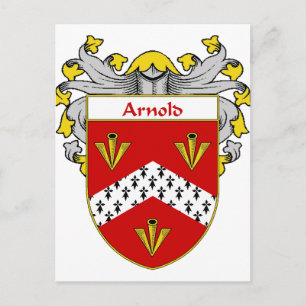 Arnold Coat of Arms/Family Crest (Mantled) Briefkaart