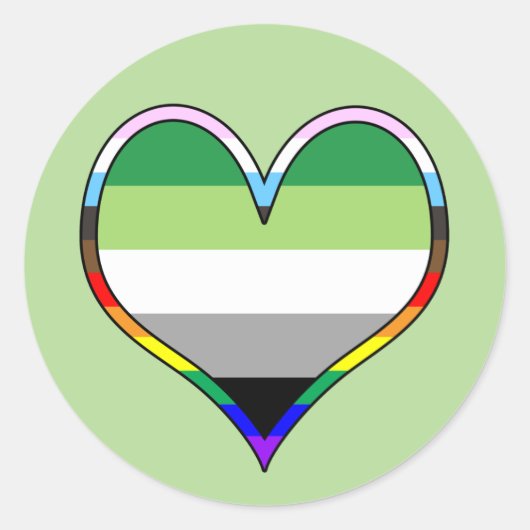Aro Pride Heart Classic Round Sticker (Voorkant)