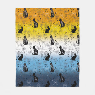 AroAce Agender Pride Black Cat - Mystieke Heks Fleece Deken