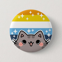 AroAce LGBT Pride Flag Cat Button
