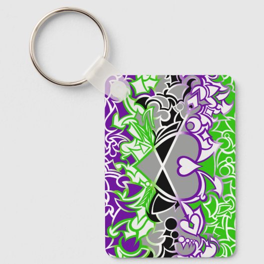 Aroace Radioactive Pride Flag Squiggles Sleutelhanger (Voorkant)