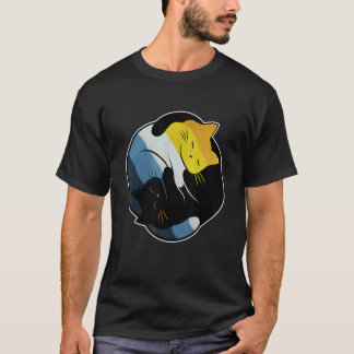 Aroace Zonsondergang Pride Vlag Yin Yang Kat Homos T-shirt