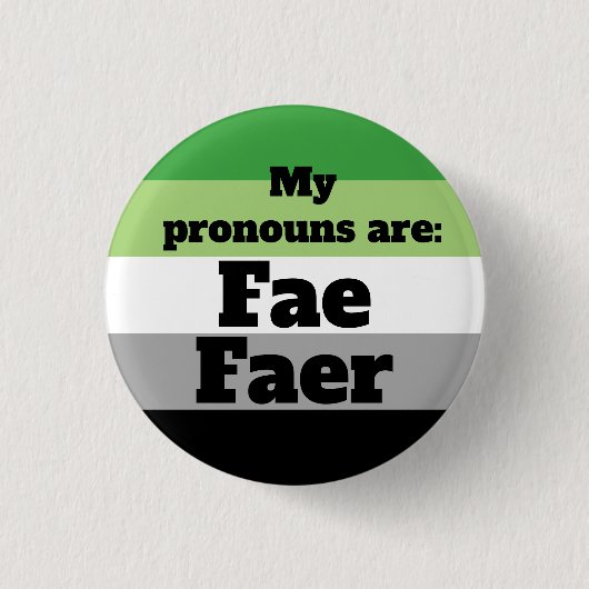 Aromantic/Aro Fae/Faer Pronouns Ronde Button 3,2 Cm (Voorkant)