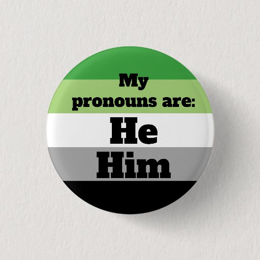 Aromantic/Aro He/Him Pronouns Ronde Button 3,2 Cm (Voorkant)