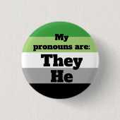 Aromantic/Aro Ze/He Pronouns Ronde Button 3,2 Cm (Voorkant)