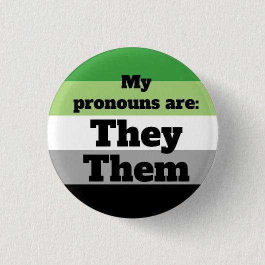 Aromantic/Aro Ze/Them Pronouns Ronde Button 3,2 Cm (Voorkant)