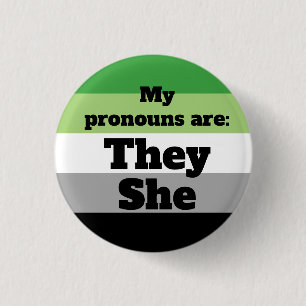 Aromantic/Aro Ze/Zij Pronouns Ronde Button 3,2 Cm