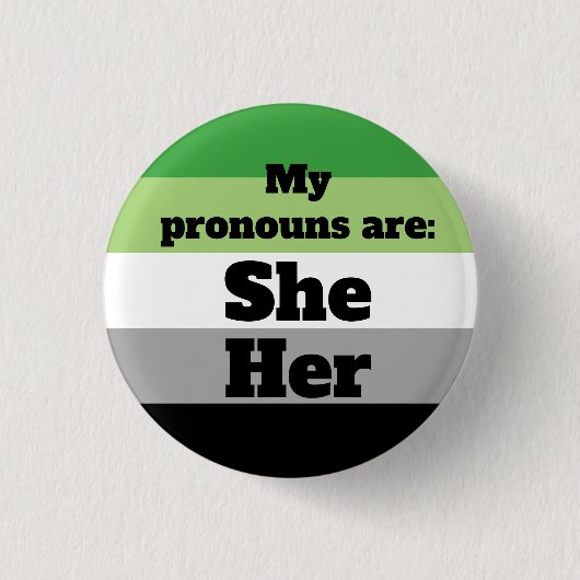 Aromantic/Aro Zij/Hare Pronouns Ronde Button 3,2 Cm (Voorkant)