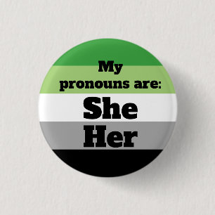 Aromantic/Aro Zij/Hare Pronouns Ronde Button 3,2 Cm