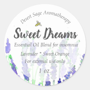 Aromatherapie-etiket van lavendel bijen ronde sticker