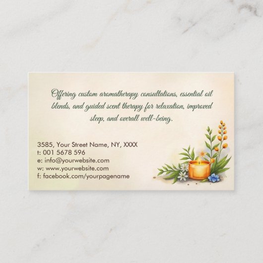 Aromatherapie Practitioner Waterverf Illustratie Visitekaartje (Achterkant)