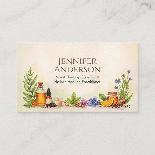 Aromatherapie Practitioner Waterverf Illustratie Visitekaartje (Voorkant)