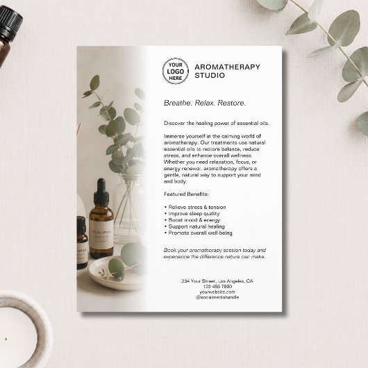 Aromatherapie Spa Bedrijf Witte Aangepaste Logo Flyer