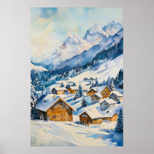 Arosa Affiche Aquarelle Voyage Aquarelle Vintage