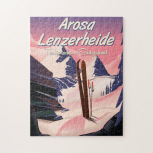 Arosa Lenzerheide, Zwitserland ski-poster. Magnet Legpuzzel