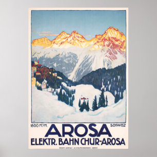 Arosa Mountains Suisse Poster vintage de voyage