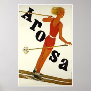 Arosa, Suisse, Affiche de voyage de ski