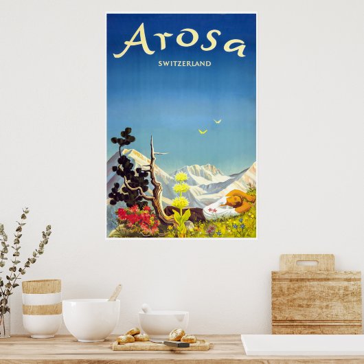 Arosa, Suisse, Affiche de voyage de ski (Cuisine)