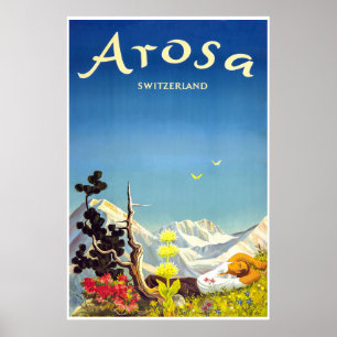 Arosa, Suisse, Affiche de voyage de ski