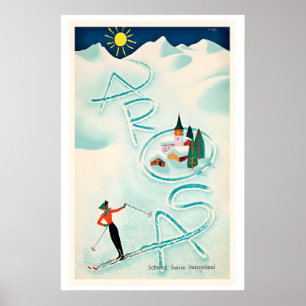 Arosa Zwitserland Berg Winter Sneeuw Skiër Poster
