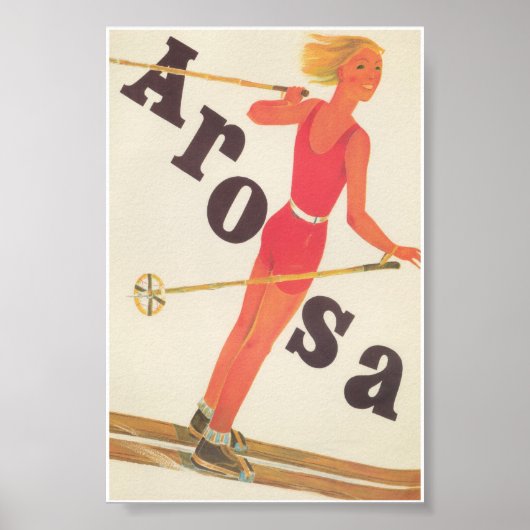Arosa Zwitserland Retro  Ski Poster (Voorkant)
