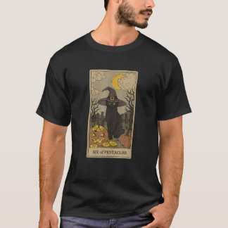 Arot kaart halvemaan en zwarte kat heksenhoed Ca T-shirt