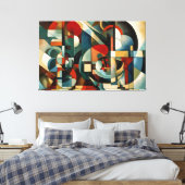 "Around Cubism" groot omgepakt Canvas Afdruk (Insitu (Slaapkamer))