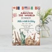 Around the World Birthday Invitation (Debout devant)