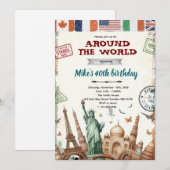 Around the World Birthday Invitation (Devant / Derrière)