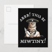 Arr. Dit is heel erg. Pirate Cat Briefkaart (Voorkant / Achterkant)