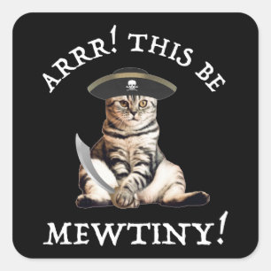 Arr. Dit is heel erg. Pirate Cat Vierkante Sticker