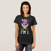 Arr.. Ik ben 4 Pink Pirate Theme 4th Birthday Part T-shirt (Voorkant volledig)
