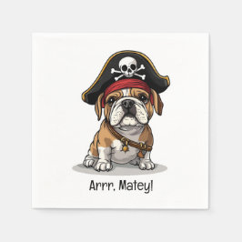 Arr Matey Pirate English Bulldog Schedel Kruisbeen Servet