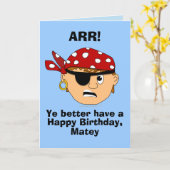 Arr Pirate Boy Funny Birthday Card Modèle (Fleur jaune)