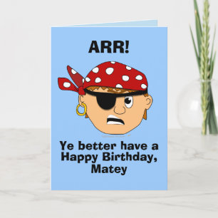 Arr Pirate Boy Funny Verjaardag Kaart Sjabloon