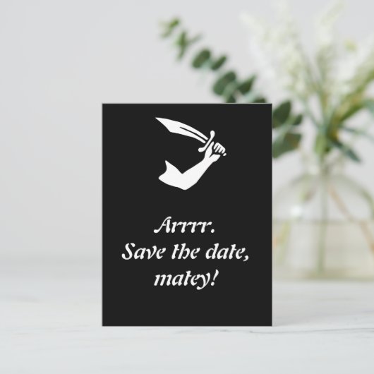 Arr! Pirate Flag Black Bewaar de datumkaarten Aankondigingskaart (Staand voorkant)