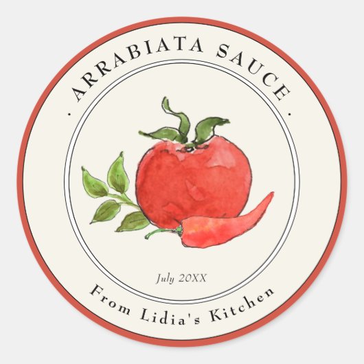 Arrabiata Pasta sauce Jar label (Voorkant)