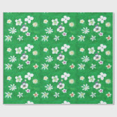 Array witte bloemen gemengd groen inpakpapier (Vlak)