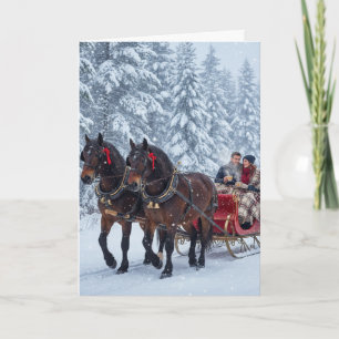 Arrenslee en sneeuwval- Kerstkaart Kaart