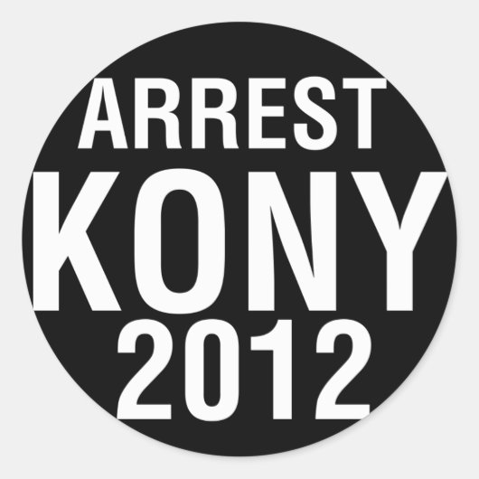 Arrestatie KONY 2012 ronde sticker (Voorkant)