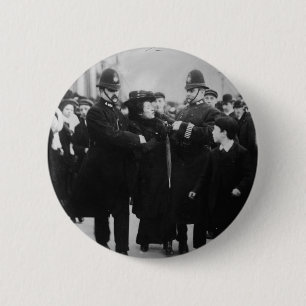 Arrestatie van een Suffragette in Londen England c Ronde Button 5,7 Cm