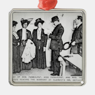 Arrestatie van mevrouw Pankhurst Metalen Ornament