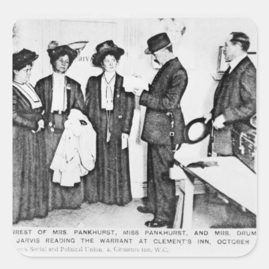 Arrestatie van mevrouw Pankhurst Vierkante Sticker (Voorkant)