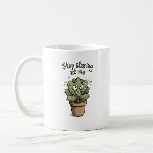 Arrête de me dévisager – Mug drôle de succulente (Gauche)