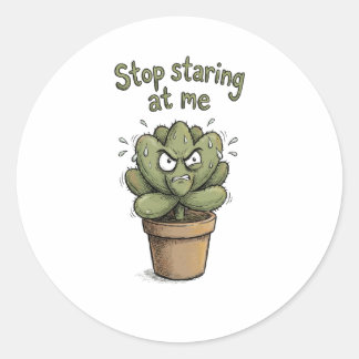 Arrête de me fixer – Autocollant de succulente drô
