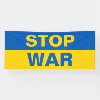 Arrêter la guerre Ukraine bannière ukrainienne