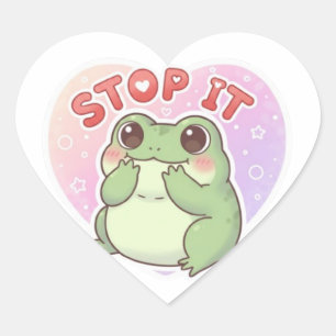 Arrêtez Autocollant Grenouille Mignonne Timide Gre