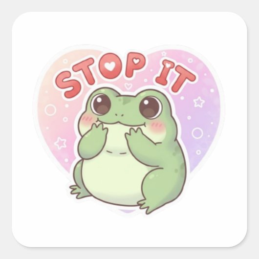 Arrêtez Autocollant Grenouille Mignonne Timide Gre (Devant)